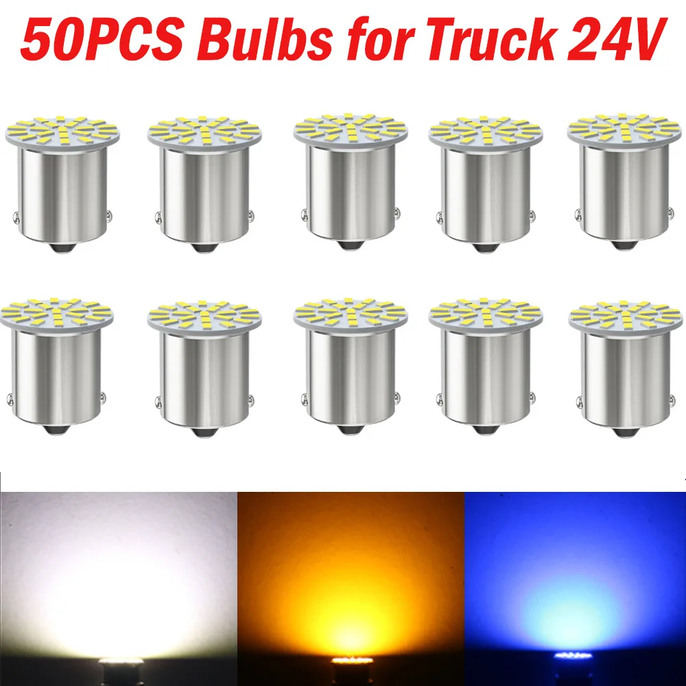 

50PCS LED Bulb 1156 1157 BA15S BAY15D 3014 22SMD Running Lamp DRL Daytime Lamp Turn Signal Light White Yellow Blue for Truck 24V