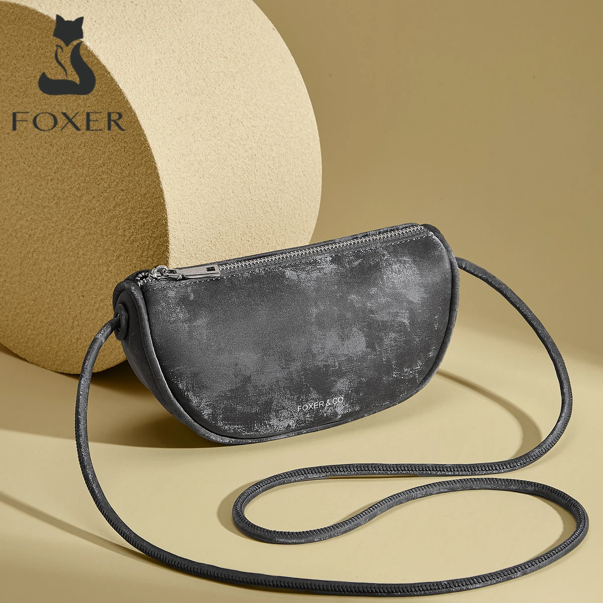 

FOXER Brand Signature Women's Hobo Bag 2025 Autumn & Winter Female Shoulder Bag Small Crossbody Purse Simple Commute Bag