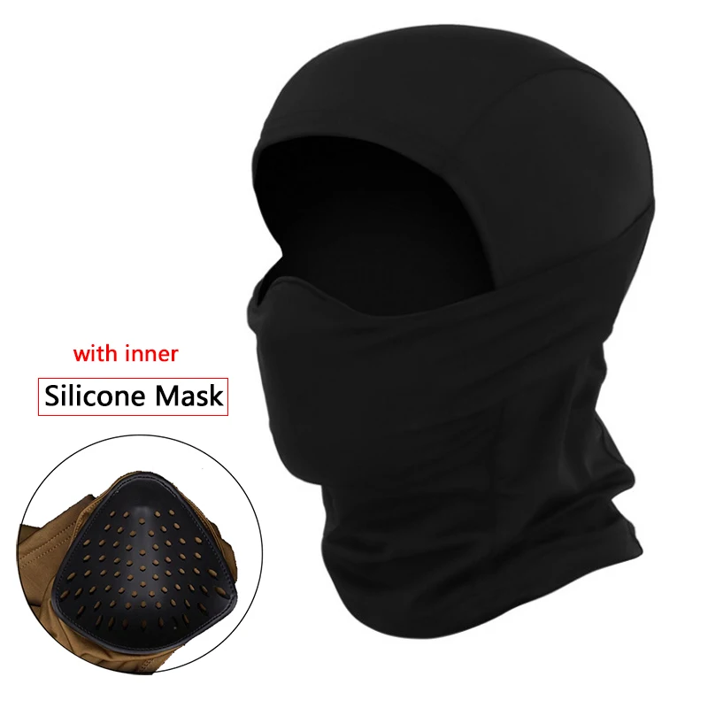 Tactical Mask Outdoor Balaclava Head Mask Silicone Half Mask Windproof Helmet Airsoft Hunting CS Game Sunscreen Hat