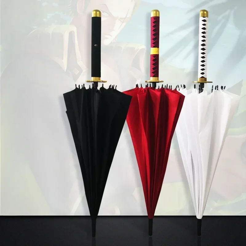 Kurosaki Ichigo Katana Umbrella Long UV Blocking Black Parasol Anime Bleach Aizen Japanese Katana Samurai Sword Umbrella Parasol