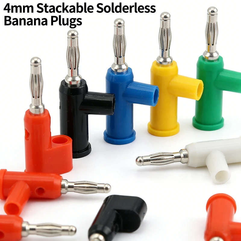4mm Stackable Solderless Banana Plugs – Quick-Connect Lantern Head in Red/Black/Green/Yellow/Blue for Multimeter, Oscilloscope
