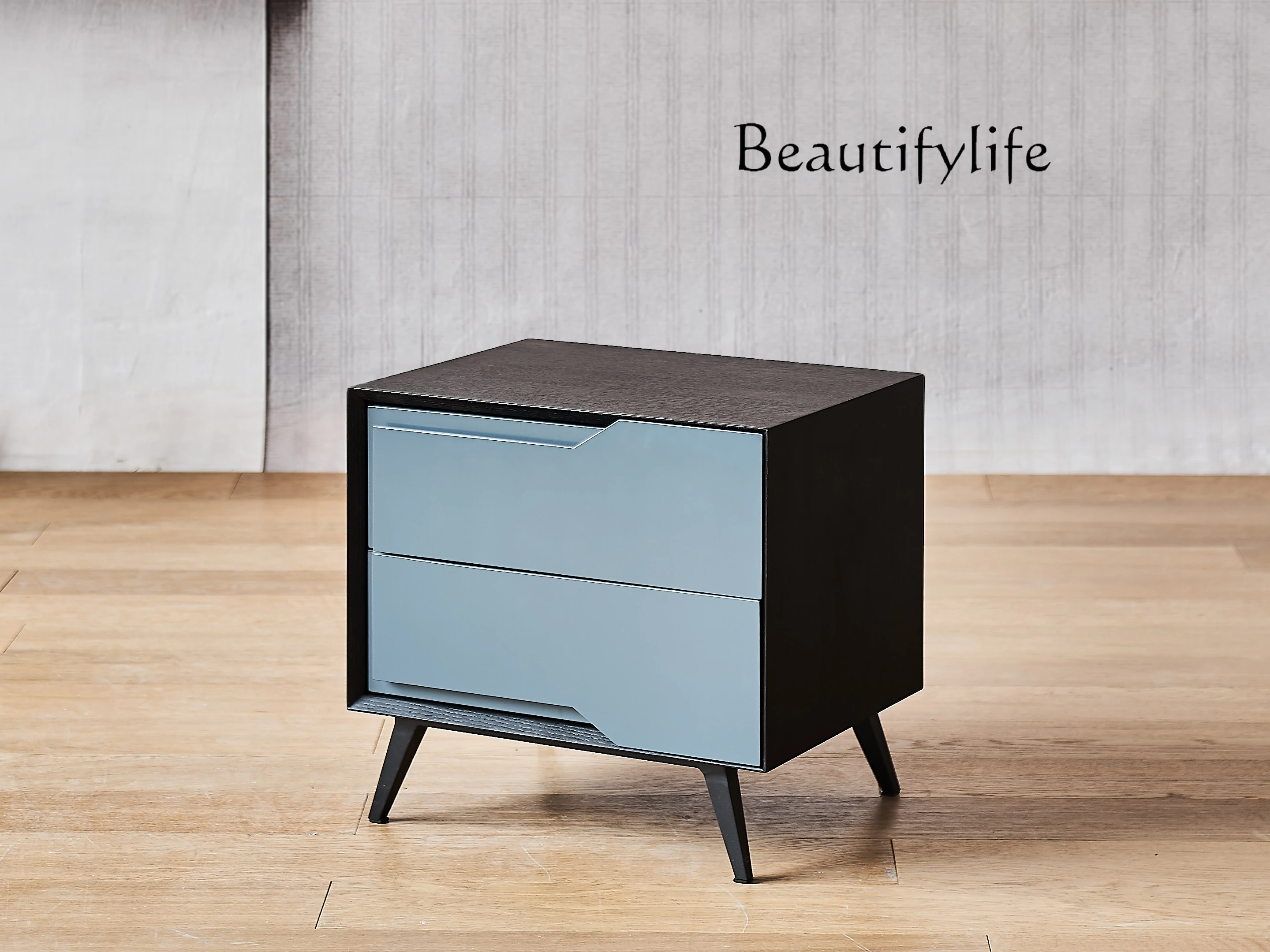 

Nordic Style Solid Wood Bedside Cabinet Italian Minimalist Bedside Storage Cabinet Modern Light Luxury Living Room Side Table