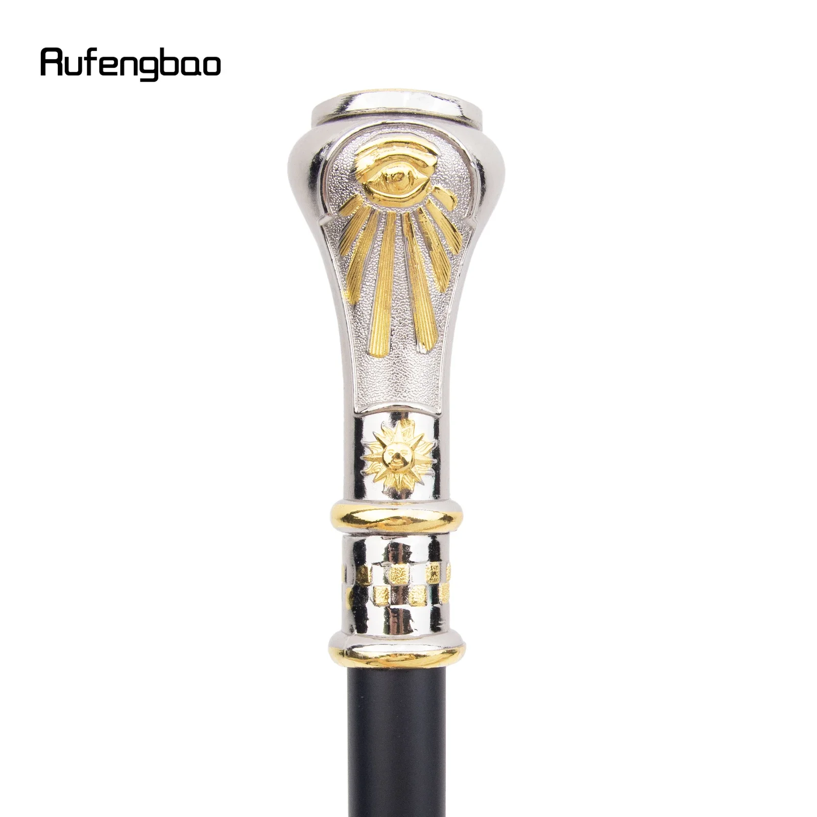 Golden White Freemasonry Freemasons Flower VG Totem Walking Cane Fashion Walking Stick Gentleman Crosier Knob Walking Stick 93cm