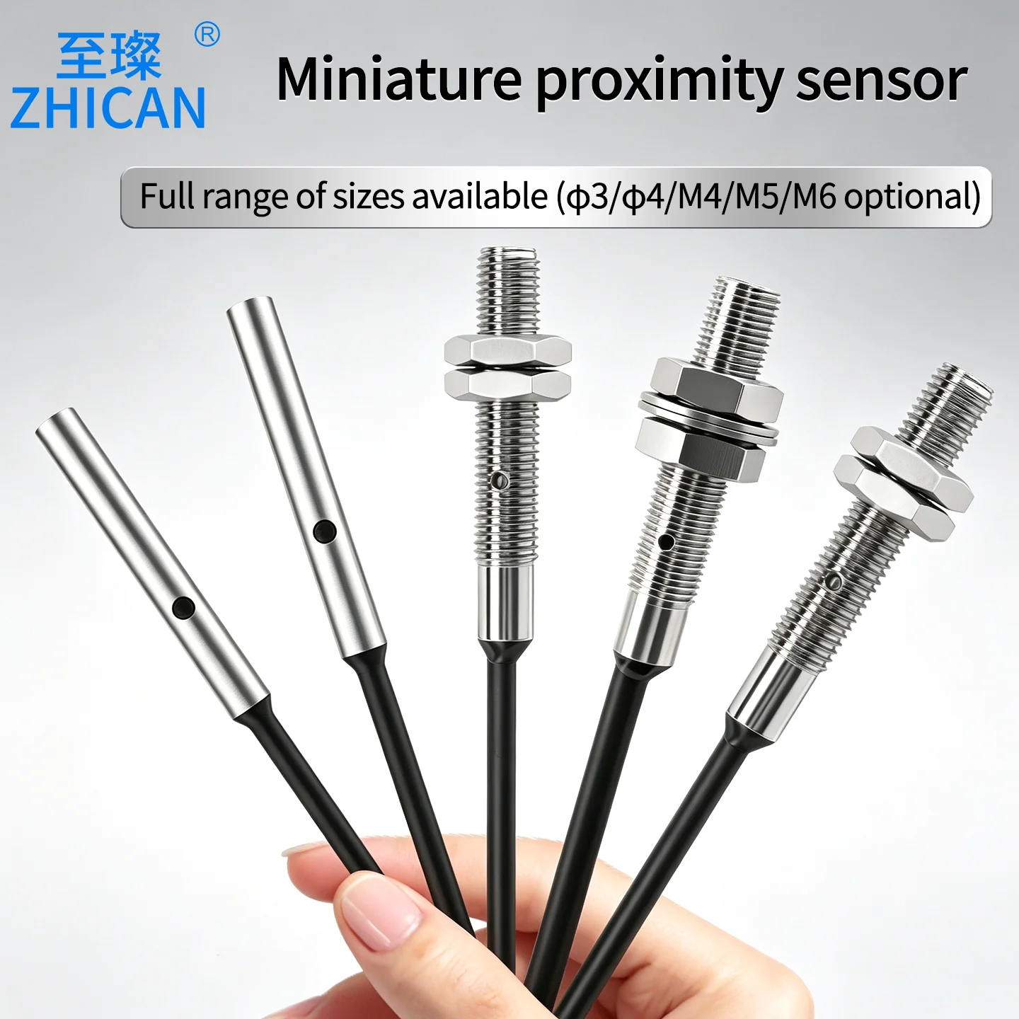 ZHICAN ZC2Y Miniature Inductive Proximity Sensor M3 M4 M5 M6 IP67 Cylindrical Waterproof Metal Detection Sensor 24V