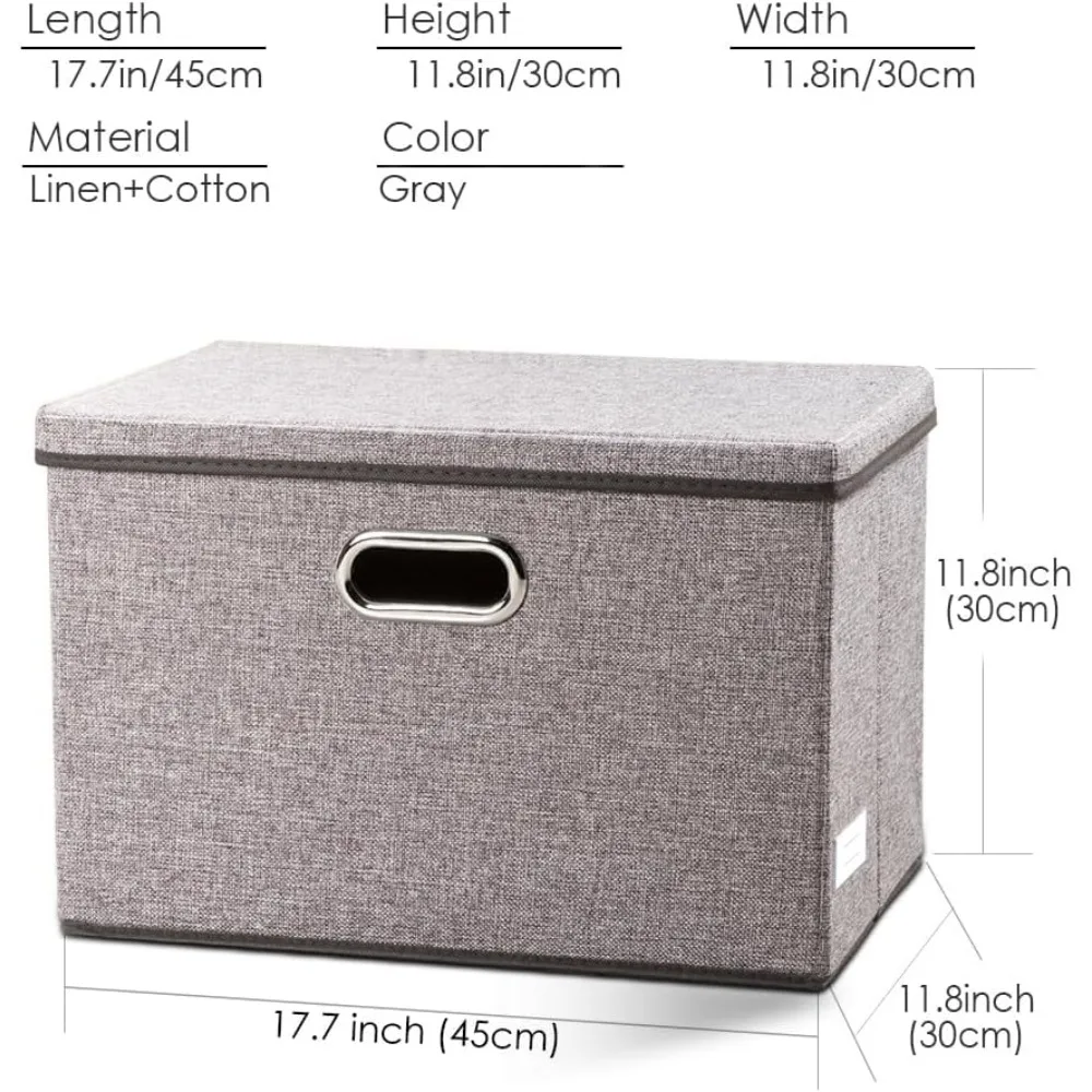 Grands bacs de rangement pliables avec couvercles, paquet de 3 boîtes de rangement pliables pour la maison, le placard et le bureau (17,7x11,8x11,8)