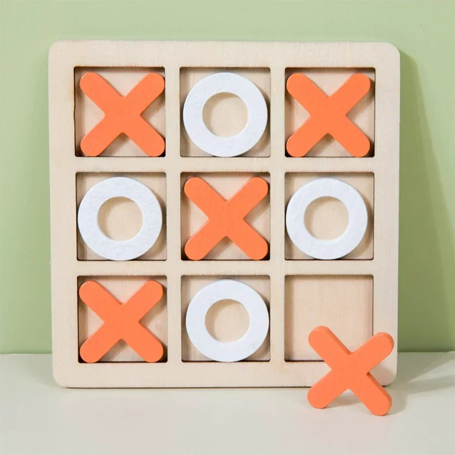 ไม้ XO Tic-tac-toe ปริศนาของเล่น Casual Battle BOARD เกมเด็ก Interactive BOARD คิดเกม