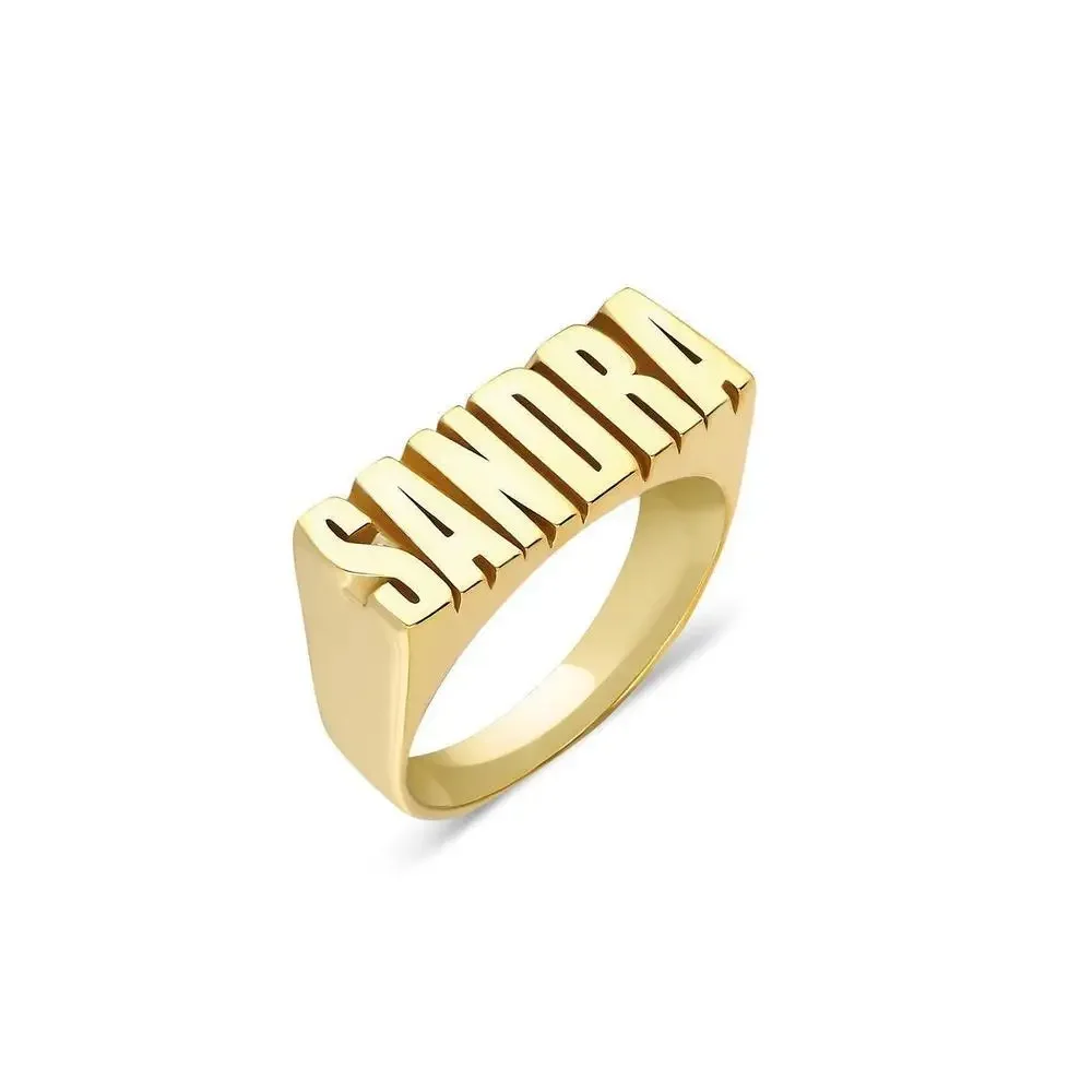 

Lulu's Gold Plated Personalized Customized Name Ring Hip Hop Gothic Name Ring Women Gift