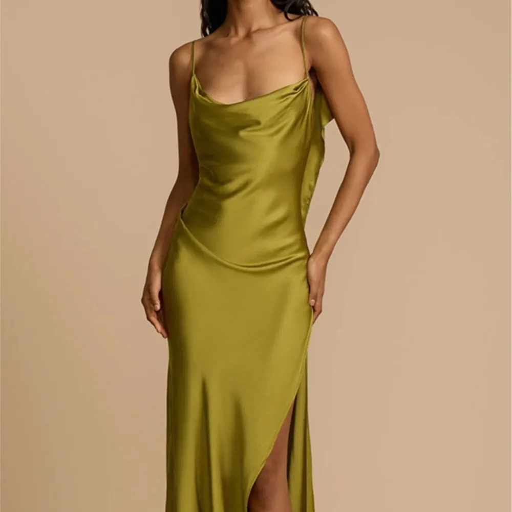 

Elegant Sexy Evening Dress Solid Color Slim Summer Elegant Satin Evening Dress Sleeveless High Waist Slit Backless Long Dresses