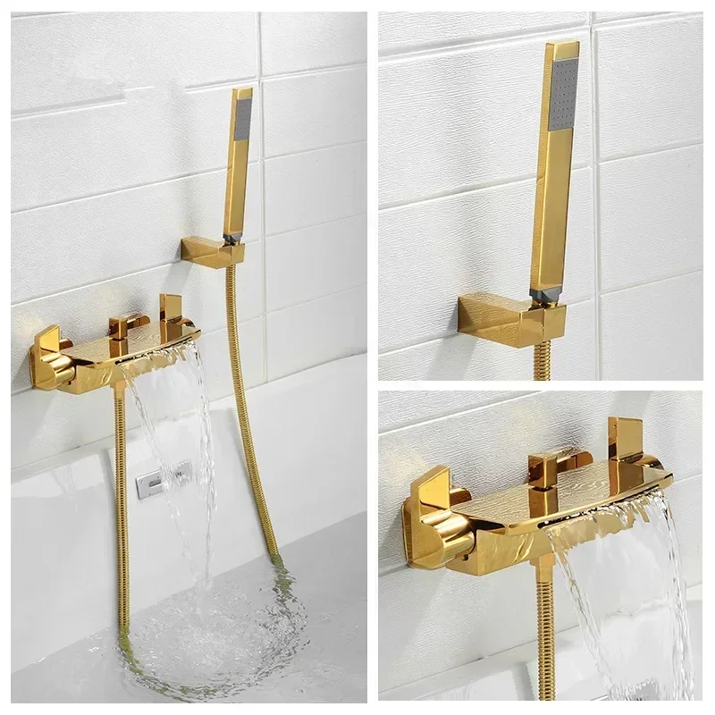 

Bathtub Faucets Bath Shower Set White Shower Set Bathtub Mixer Tap Dual Contral Shower Wall Mounted for Bathroom