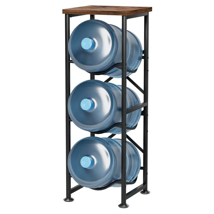 

Gallon Water Jug Holder, 3Tier Water Bottle Holder with Wood Top Shelf, Heavy Duty Water Cooler Jug Rack, Water Dispenser Storag