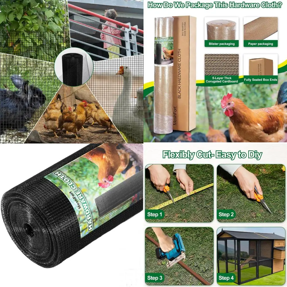 

1/2 Inch 48x100 T Black 19 Gauge Vinyl Coated Welded Wire Mesh for Chicken Fencing