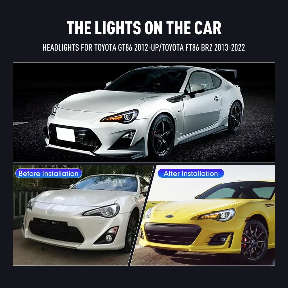 2PCs Auto Styling Kopf Lampe für Toyota GT86 2012-2022 LED Scheinwerfer DRL Tagfahrlicht Signal Lampen auto Zubehör