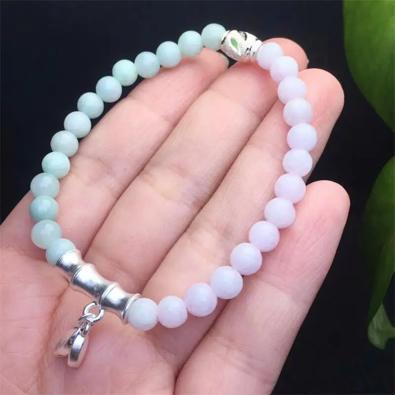 6MM Natural Jadeite Bracelet Women Fashion Round Stone Elegant Healing Strand Bangles Wristband Gift 1PCS