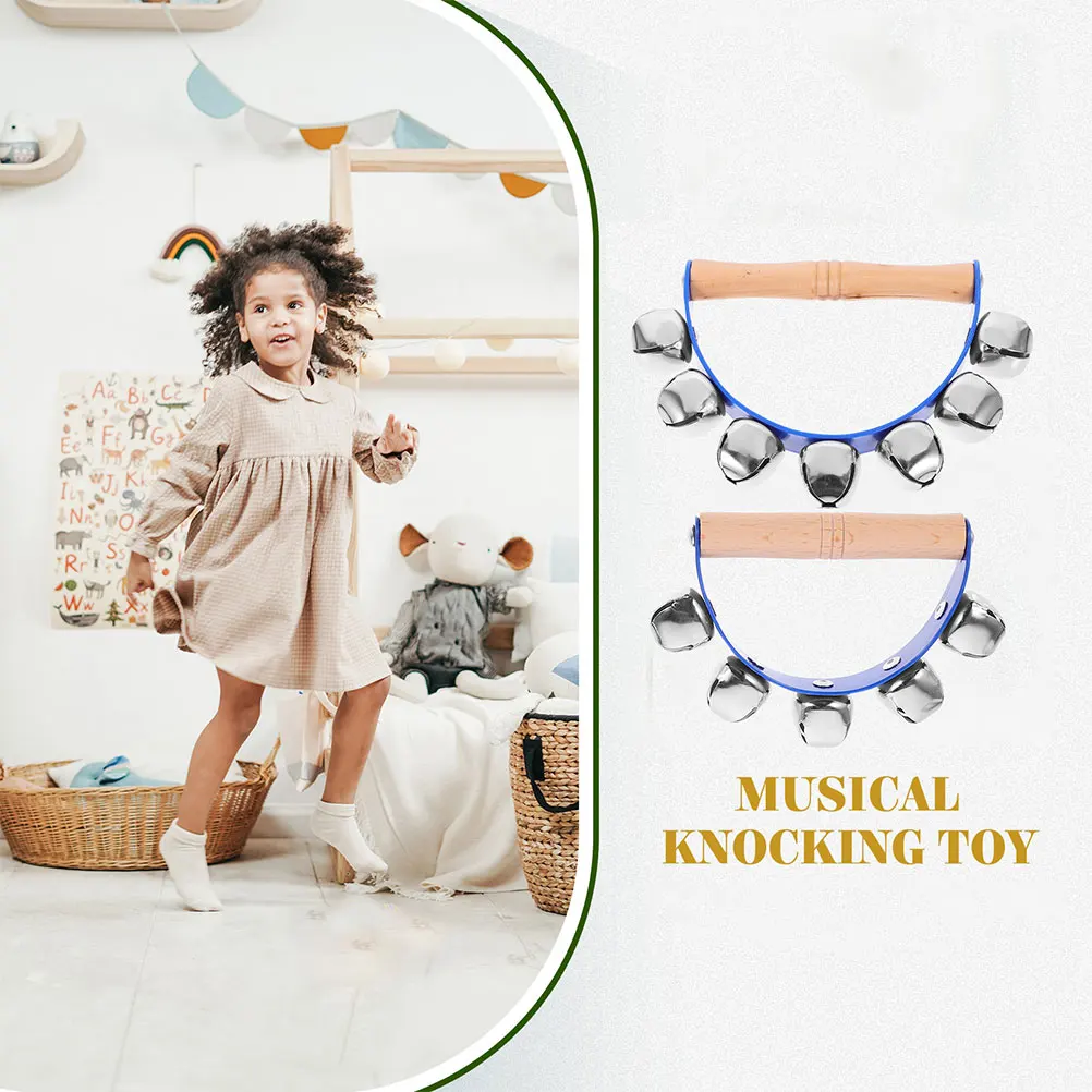 

4 Pcs Hand-ring Teaching Aids Kids Percussion Instruments String Bells Blue Iron