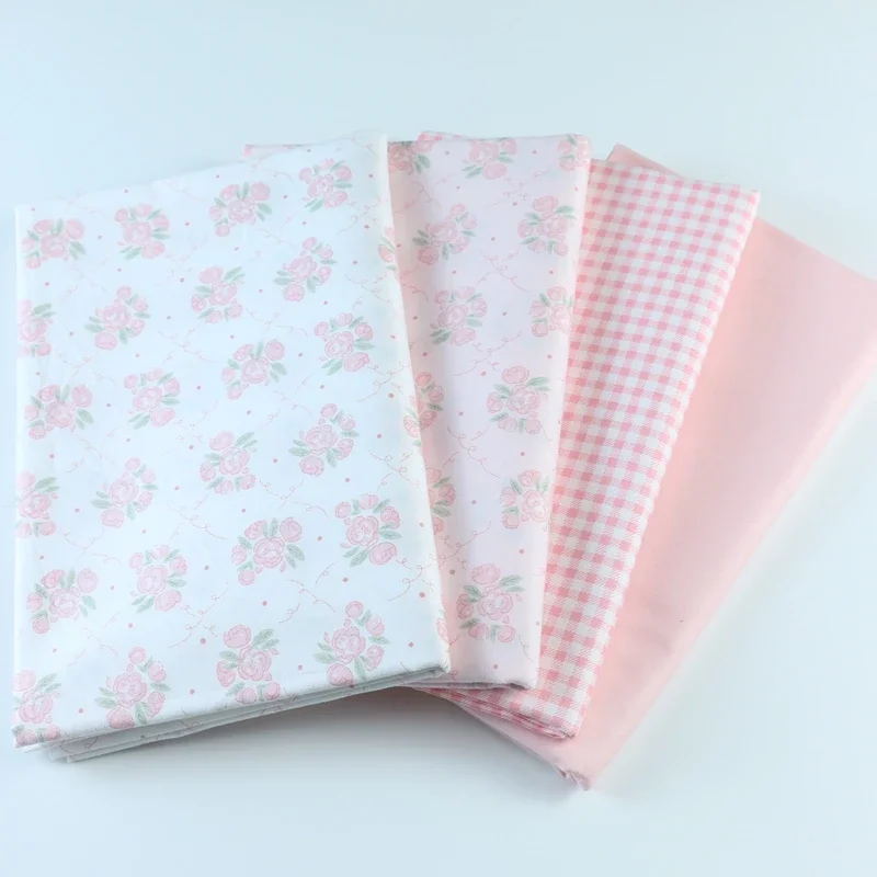 160x50 سنتيمتر الوردي الأزهار نسيج القطن حك للفتيات فساتين الملابس النسيج ، 100% مادة القطن القماش