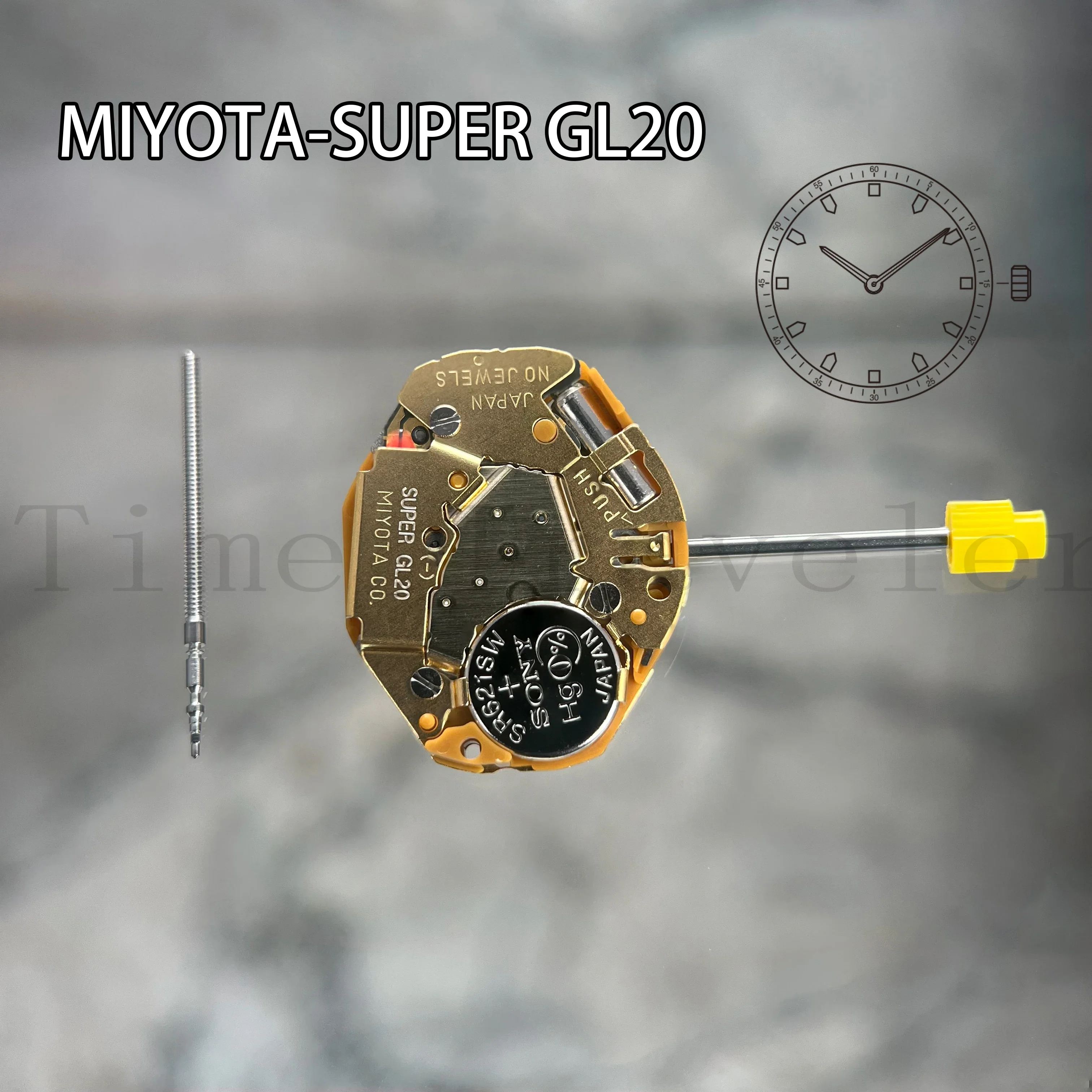 Japan Miyota GL20 Watch Movement With adjuststem but without battery for 2 pins Quartz WatchElectronic Watch Repair Parts