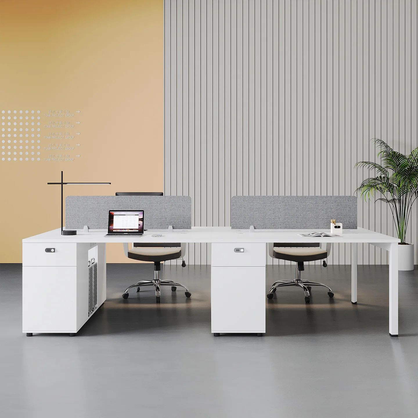 Screen desk staff 2-person combination modern simple steel frame office four-person staff desk