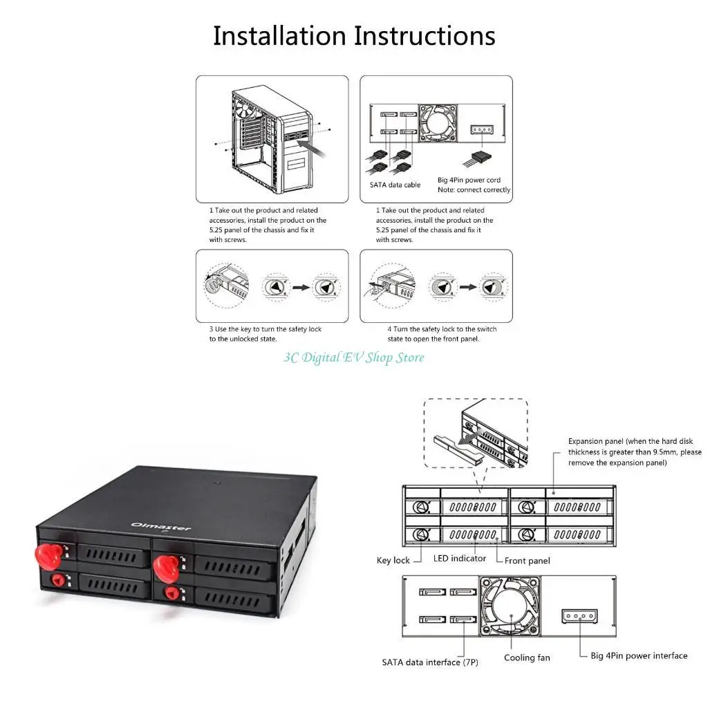 

E74D клетка для жесткого диска алюминиевая клетка лоток для жесткого диска кронштейн для компьютера 4x 2,5 дюйма расширение