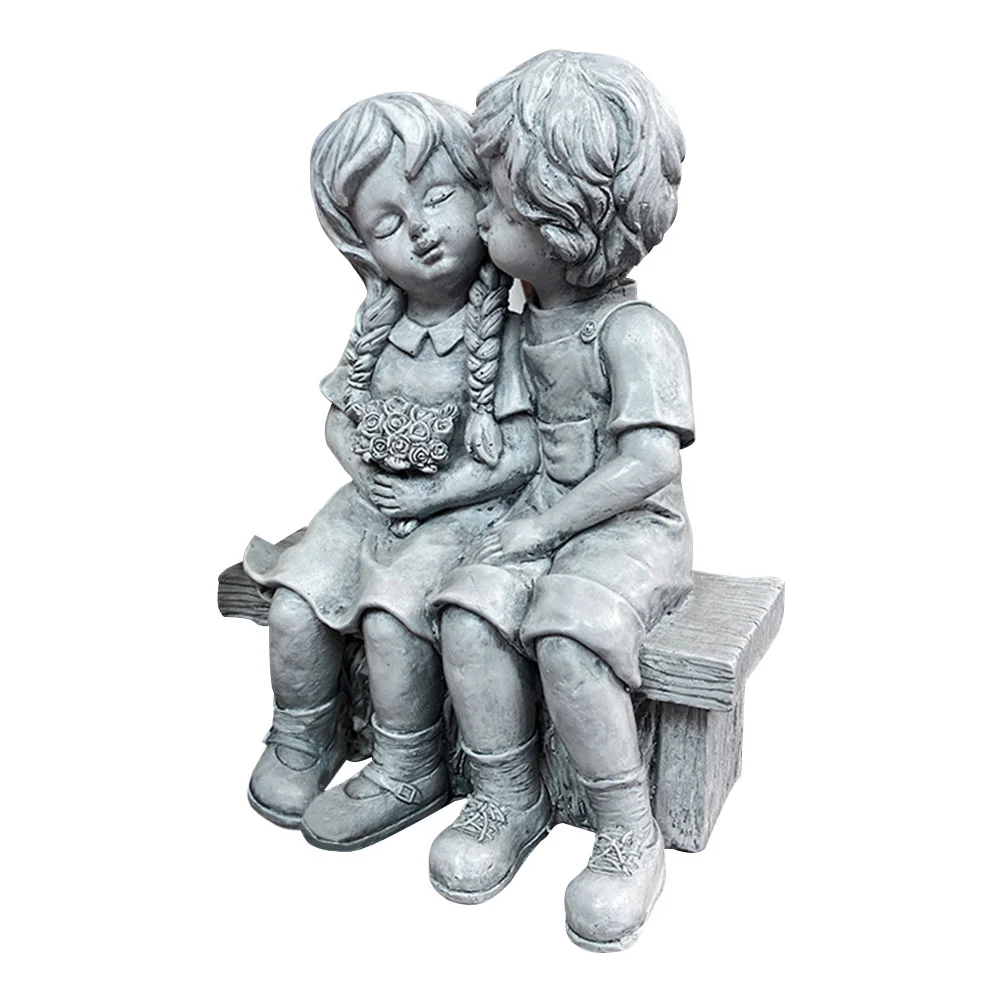 

Cute Girls Boy Ornaments Kids Supply Sculpture Kissing Decors Child Decoration Couple Gift