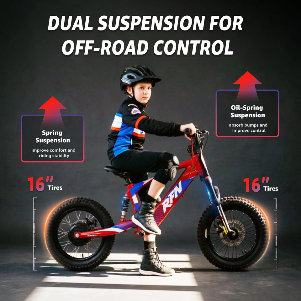 RFN EVO16 Kids Electric Bike 4-8 Years Old 750W 3-Speed 36V 5Ah 16 Inch Tire - Children's Electric Bicycle image 5