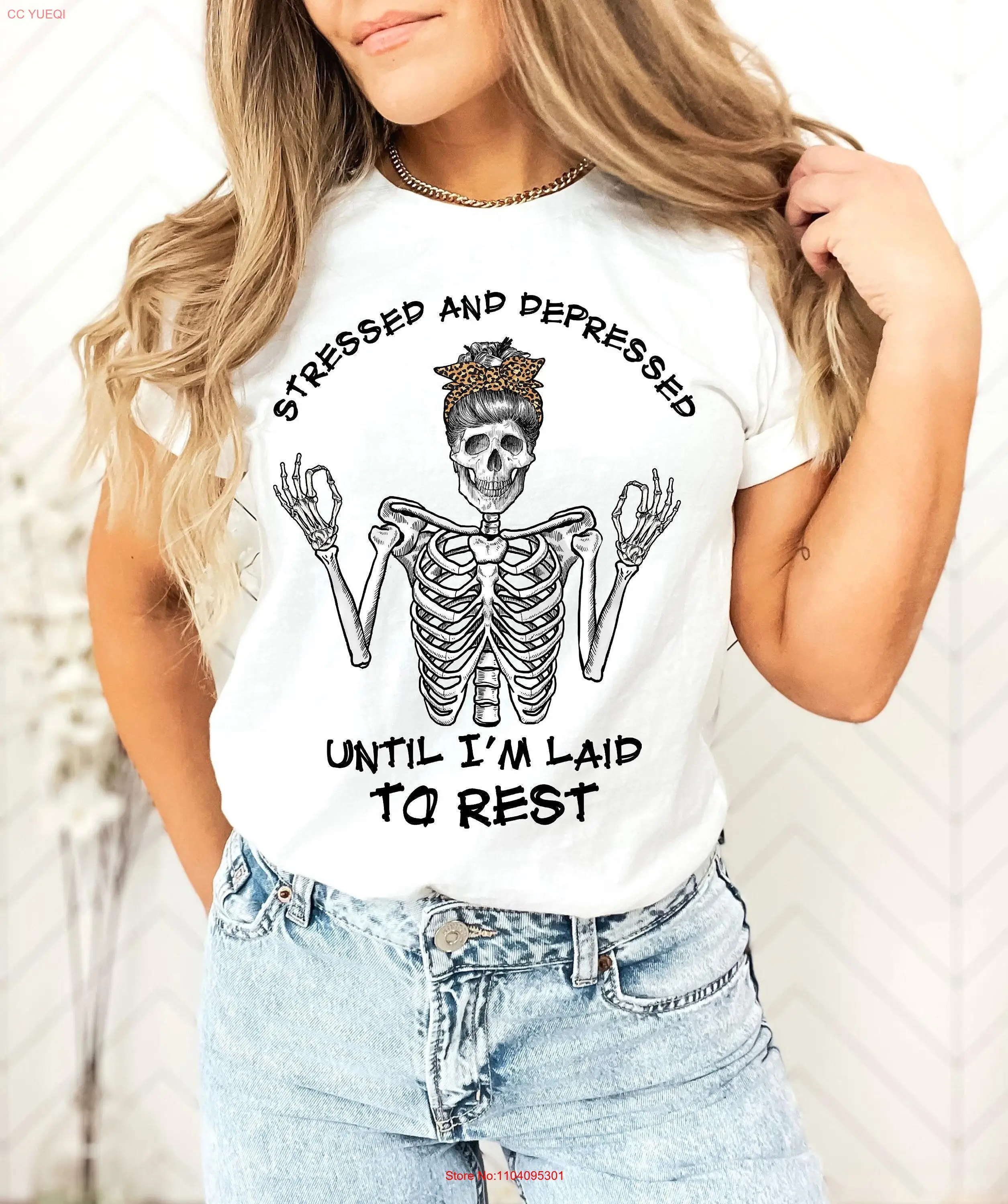 Футболка «Снежимаемая истрессованная» Забавная готическая футболка «Мама, мама», день матери, скелет с длинными или короткими рукавами