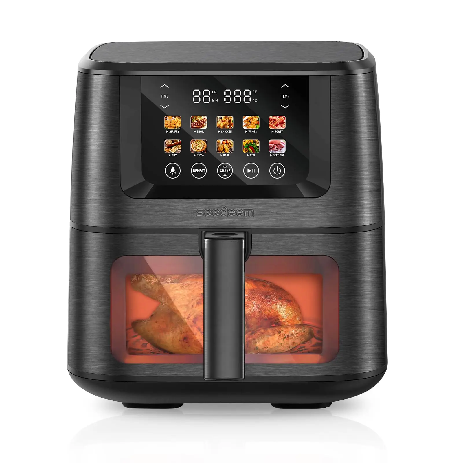 Max XL Air Fryer,8 Quart,10-in-1 Hot Air Fryer Oven with Color LCD Display Touchscreen & ClearCook Cooking Window,1800W