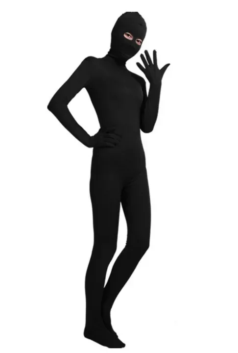 (SWO006) Black Spandex Full Body Skin Tight Unisex Zentai Suit Bodysuit Costume Women Unitard Lycra Eyes Open Jumpsuit