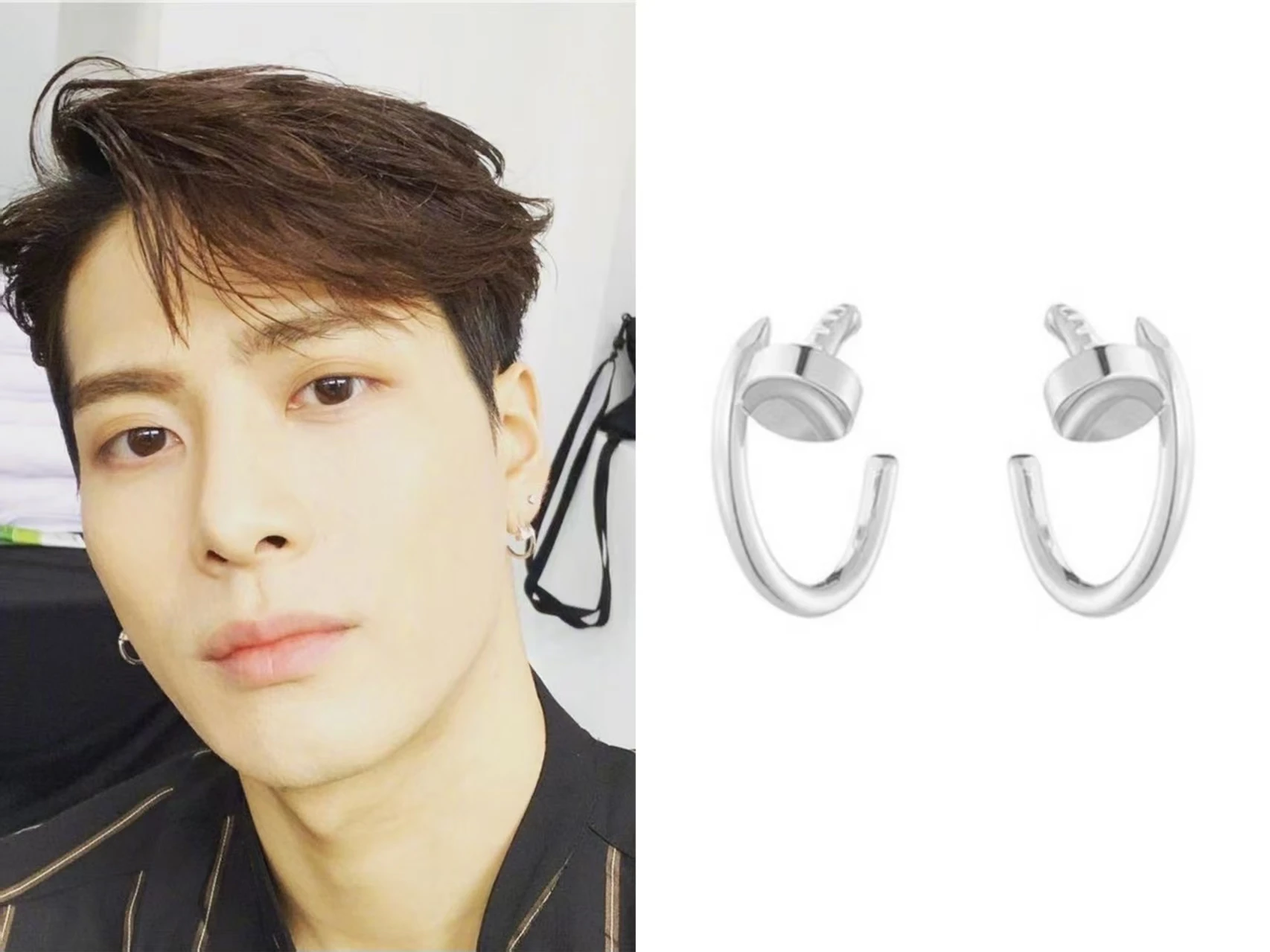 Kpop GOT7 JACKSON одинаковые стильные серьги-гвоздики C-образные серьги персонализированные модные универсальные мужские и женские серьги в стиле хип-хоп подарки для фанатов