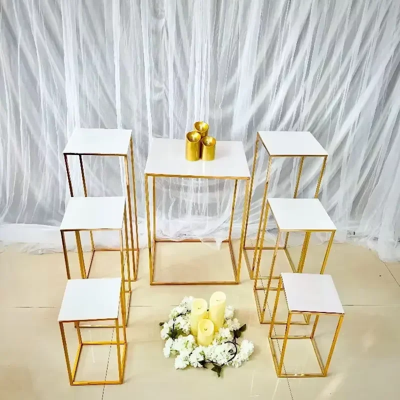 

Gold Geometric metal Display Stands Set Wedding Decoration Dessert candy Table Party Event Centerpiece Home decoration