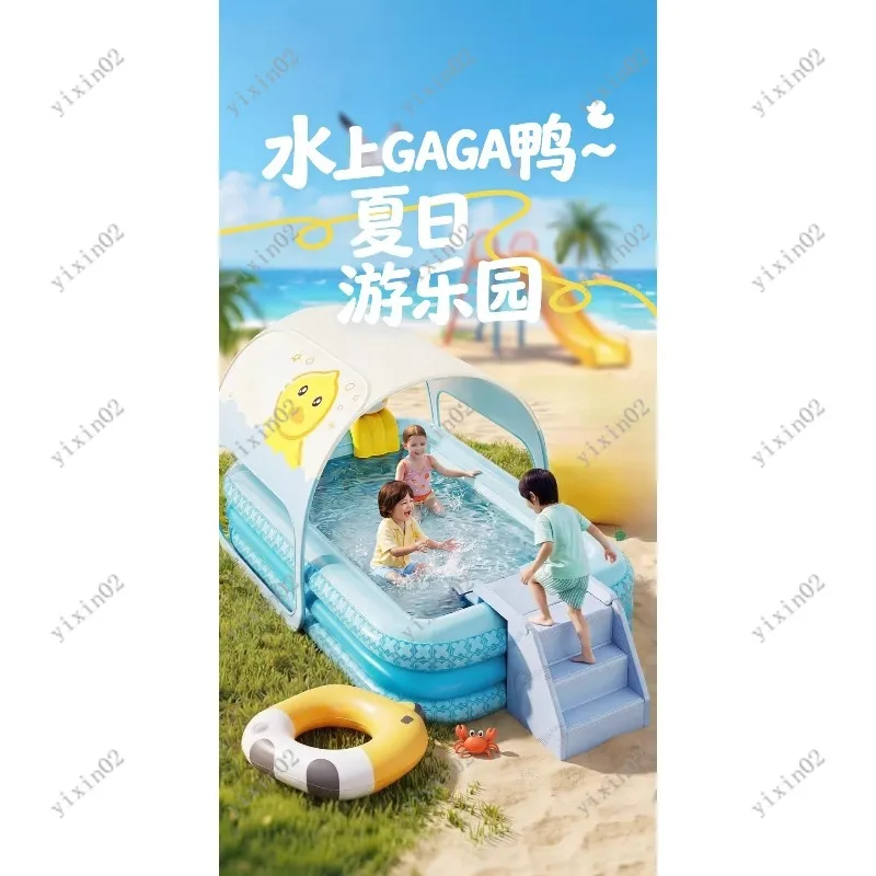 

Large Household Inflatable Pool Cartoon Duck Design Kids Play Water Pool Indoor Outdoor