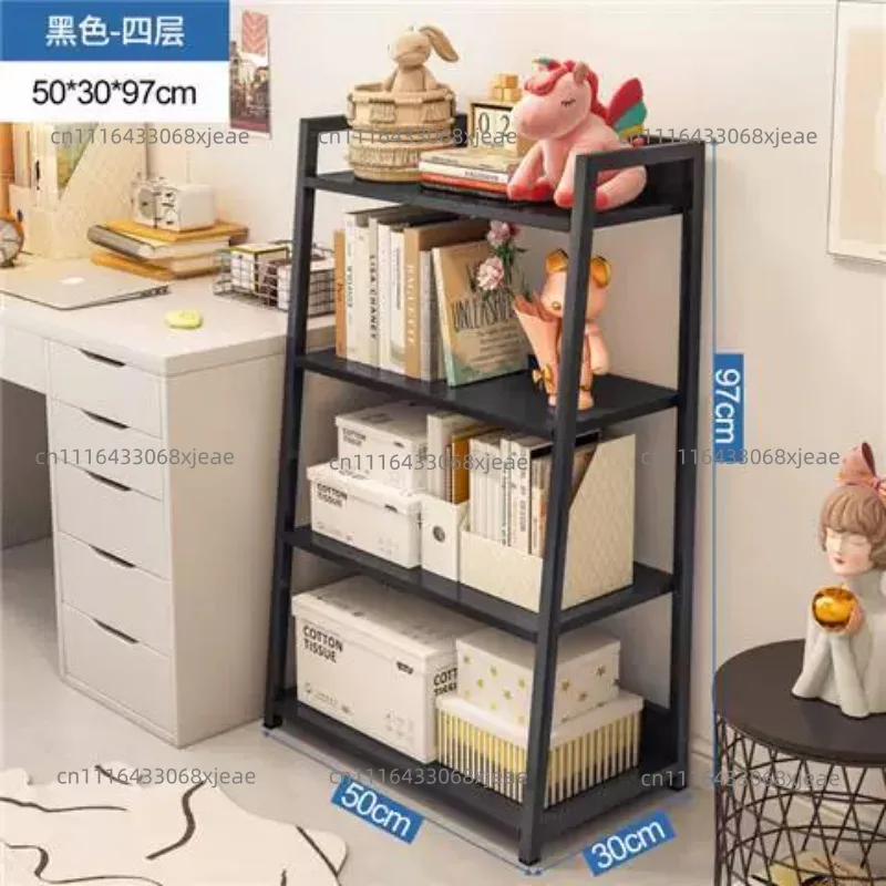mat Iron Art Bookelf Display Stand Bedroom Home Use Floor-Mounted Storage Organizer Wall-Near Bookelf Steel Frame