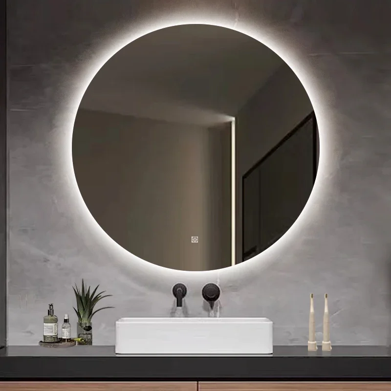 50cm Round Intelligent Modern Body Luxury Led Bathroom Mirror With Led Large Hotel Decoration Mirror 3 Color Adjustable