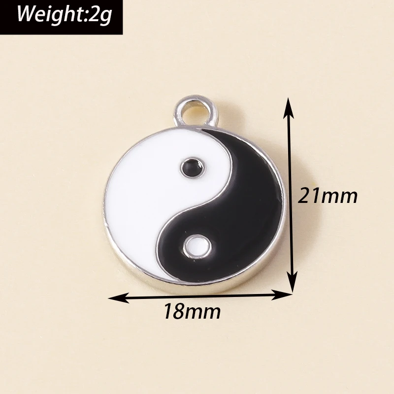 10 Stück gemischte, niedliche Emaille-Anhänger in Form von Tai-Chi-Blumen und Herzen für die Schmuckherstellung, Ohrringe, Halsketten, Armbänder, DIY-Bastelarbeiten und Accessoires. – Detail 13