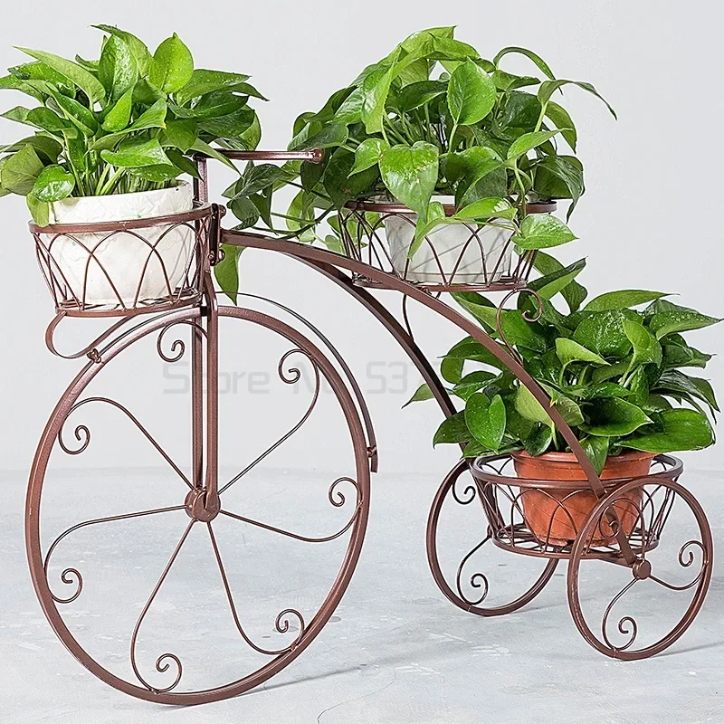 Bicycle Tricycle Plant Stand Flower Pot Cart Holder Storage Rack Display Shelf Holder Home Outdoor Decor Garden Balcony