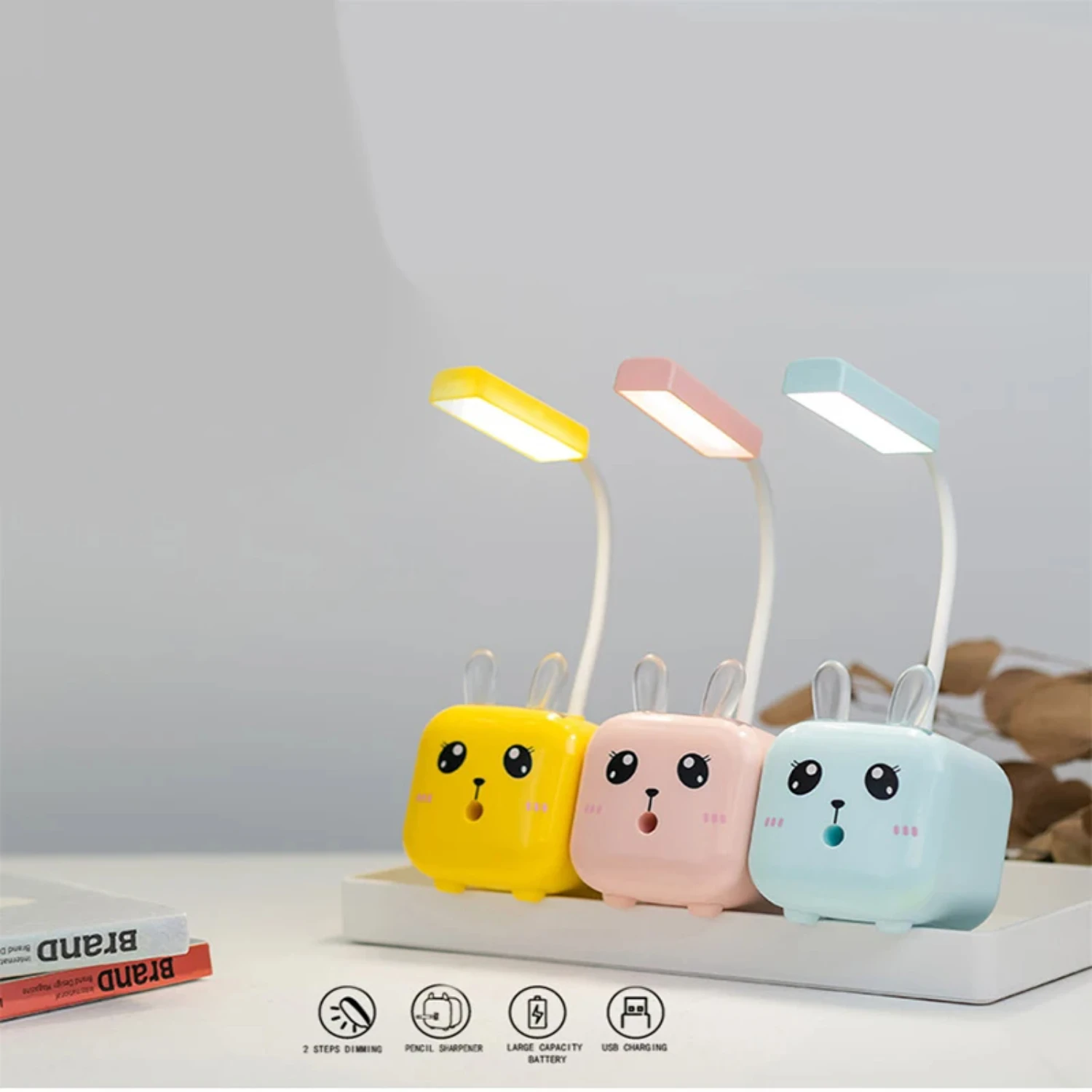 Bunny Cartoon Table Lamp, Modern Eye Protection LED Reading Light, Cute Bunny Night Light.