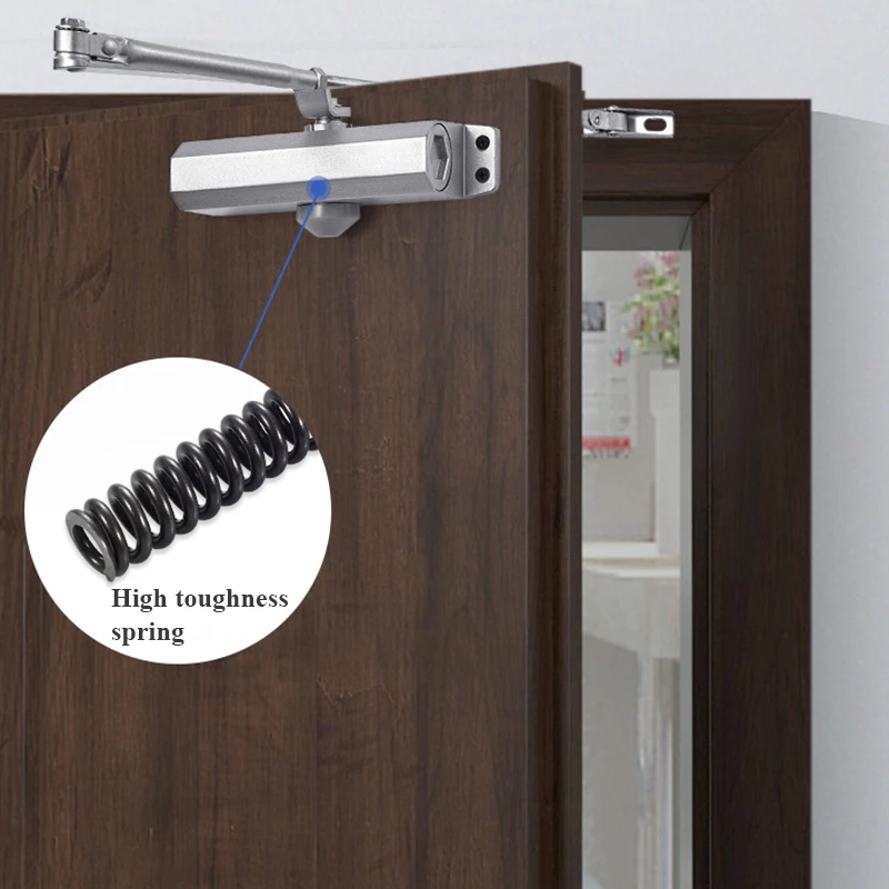 Automatic Door Closer 2 Spring Hydraulic Buffer Adjustable Door Stopper Speed Mute Closing For 25 to 85KG Door Hardware