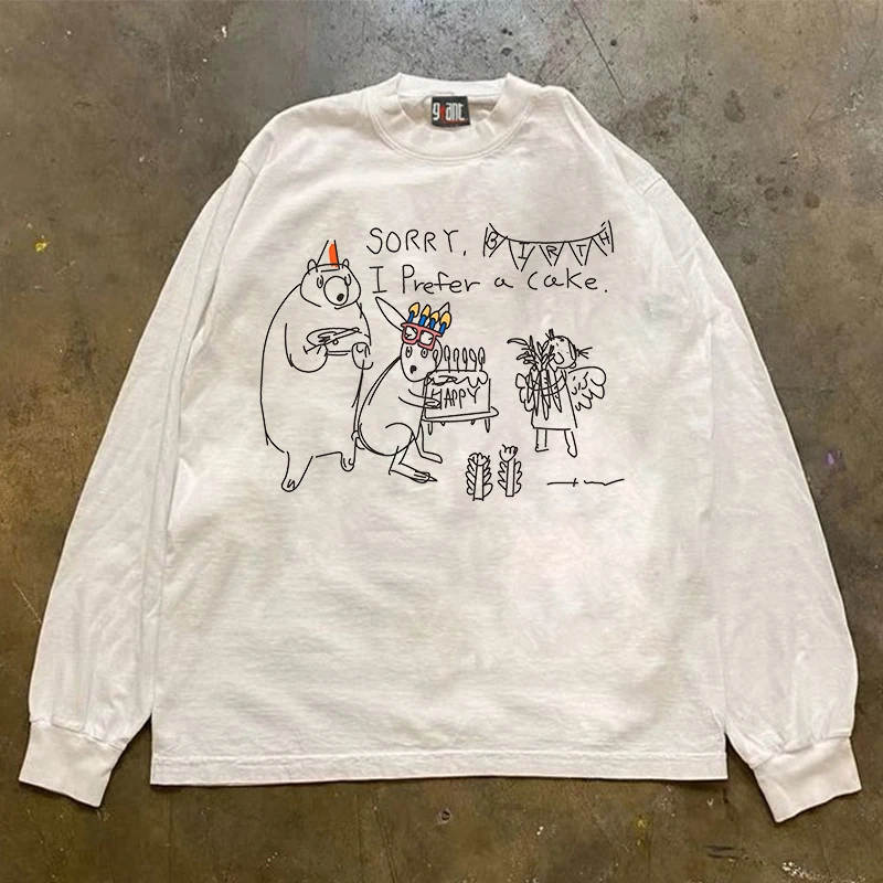 cheng-s-長袖コットン-tシャツ-300-グラムヘビーウェイトピュアコットンケーキ愛好家面白いプリントルーズフィット多用途-tシャツ