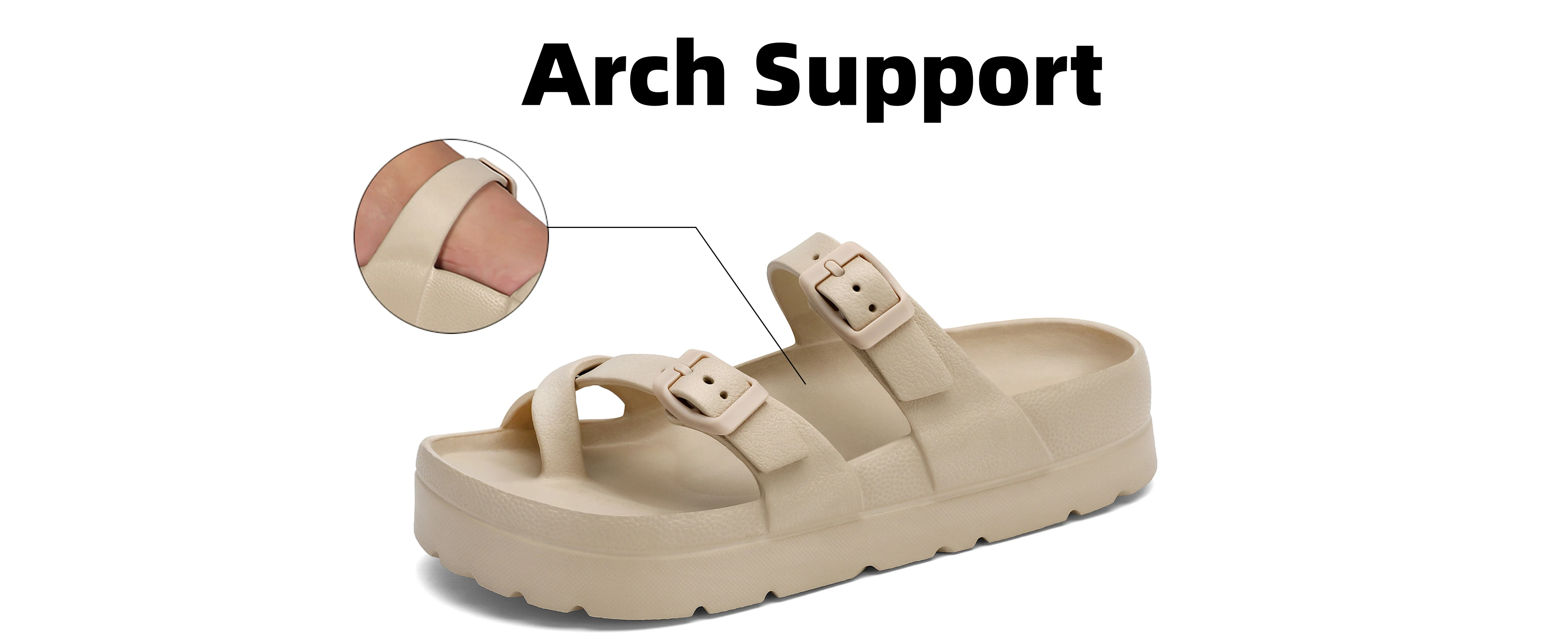 Comwarm Orthopädische Damen-Sandalen mit Verstellbarer Schnalle Rutschfeste Modische Slides Weiche Sohle Strandpantoffeln mit Gewölbeunterstützung – Detail 13