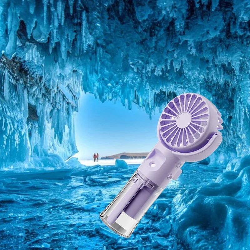 F4 Handheld Misting Fan Humidifying Misting Fan Hanging Neck Fan Folding Mini Handheld Fan