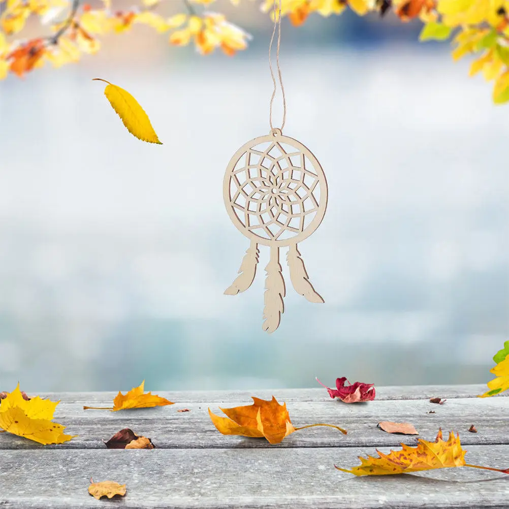 

10Pcs Wooden Dream Catchers Boho Ceiling Hanging Decor Blank Unfinished DIY Painting Ornaments Rustic Home Party Decorations