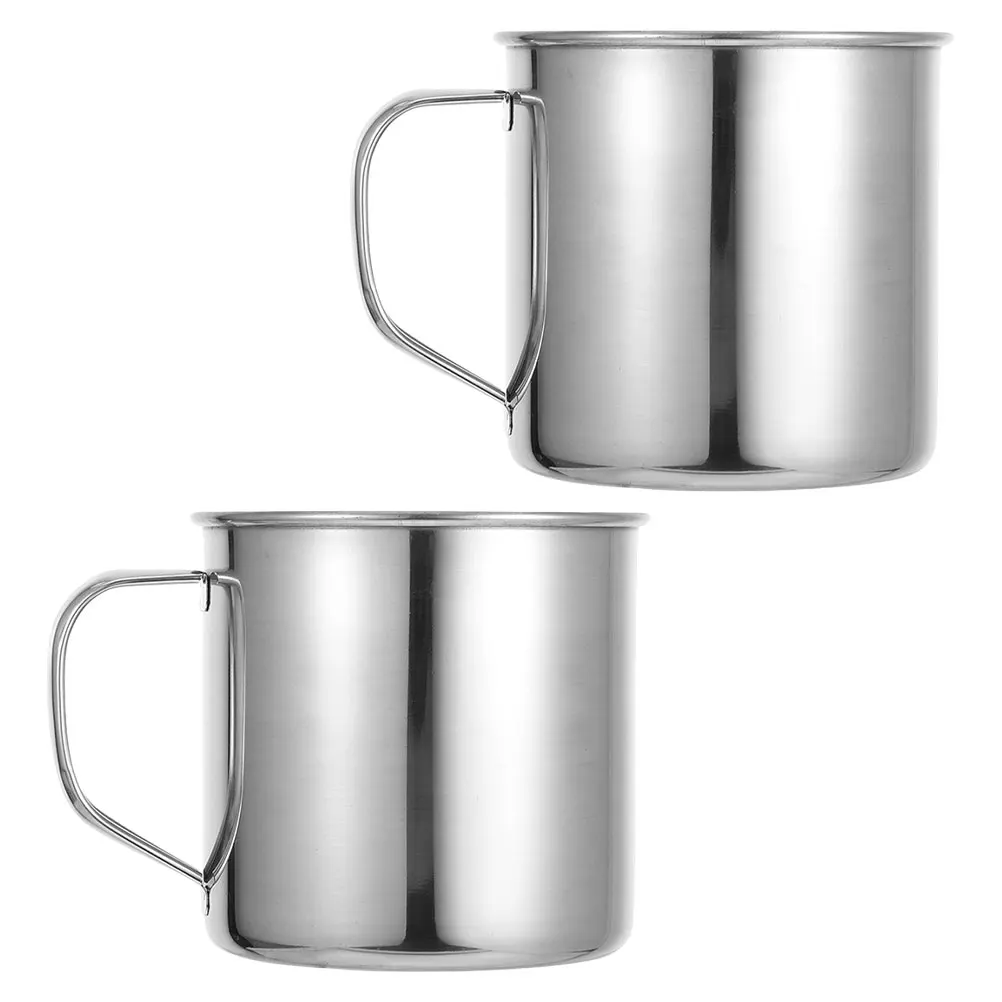 

2 Pcs Stainless Steel Water Cup Coffee and Milk Mug for Rv Hand Breakfast Handle Camping Hiking Tea Cups