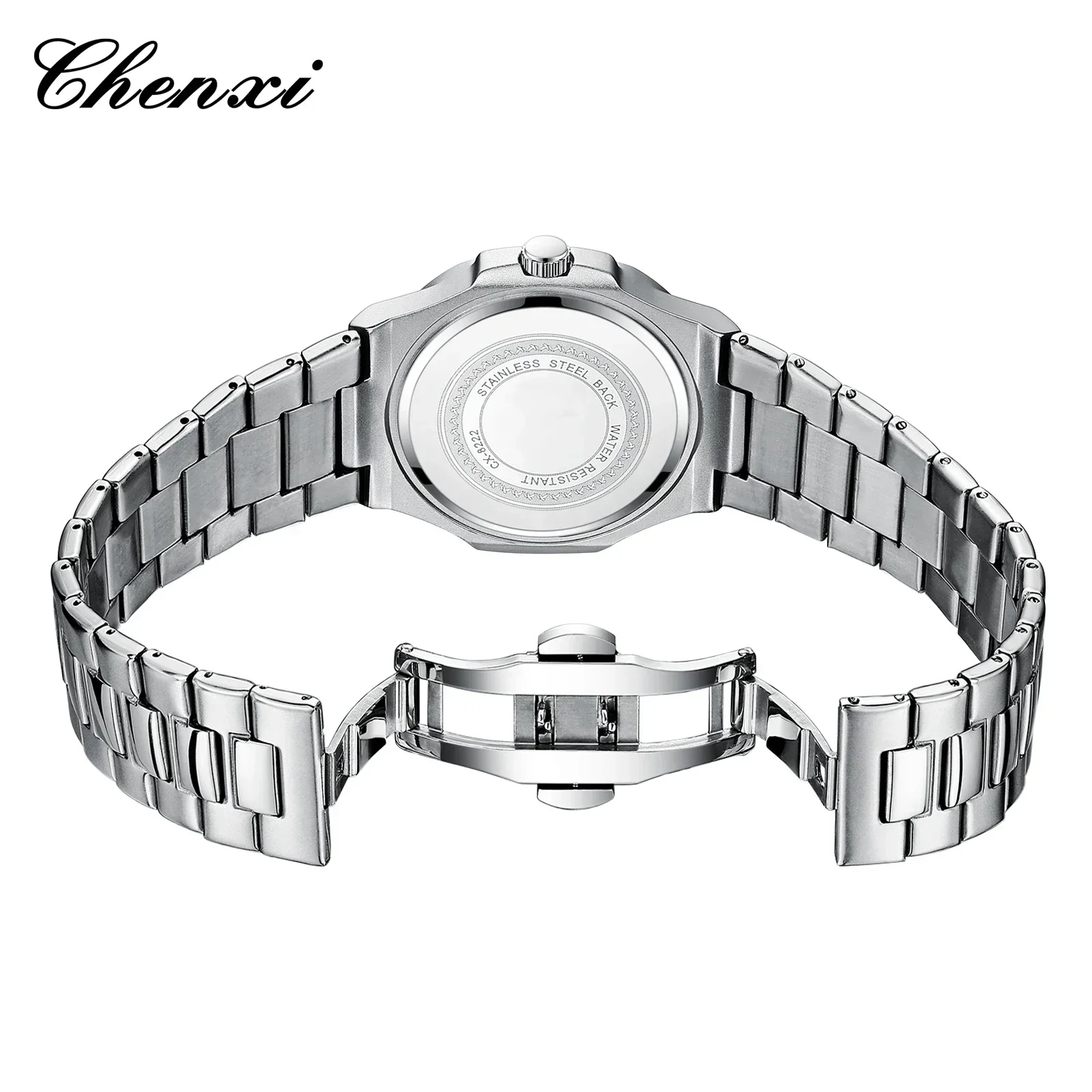 CHENXI 8222 Nieuwe Dames Horloges Vrouwen Mode Elegant Zilver Roestvrij Staal Party Quartz Horloge Horloge Gift Relogio Feminino