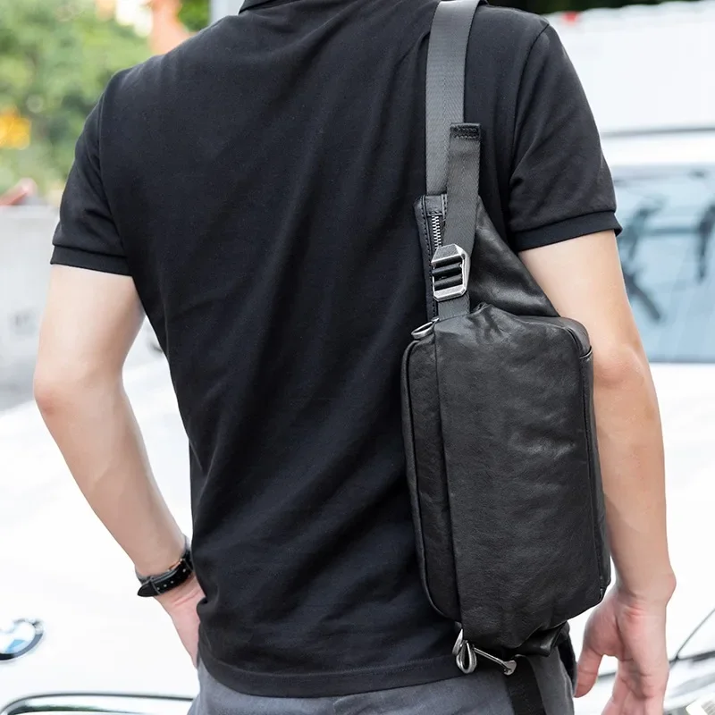 SENOFAN Brand Chest Bag Casual Soft Shoulder Messenger Crossbody Bags for Men Outdoor Real Cowhide Sling Waist Bags Male Hot