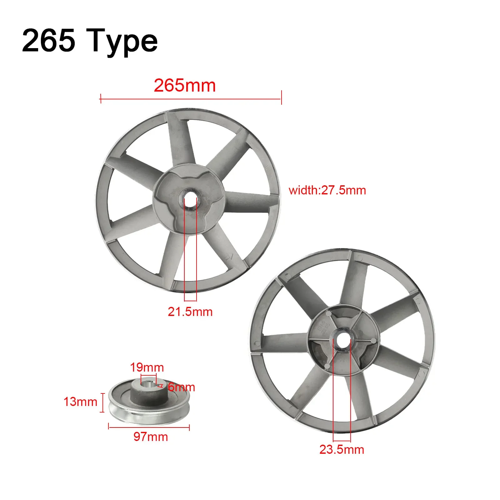 AType Triangle Belt Flywheel and Motor Pulleys Tailored for Efficient Use in For Air Compressors; Standardized at 265mm Diameter