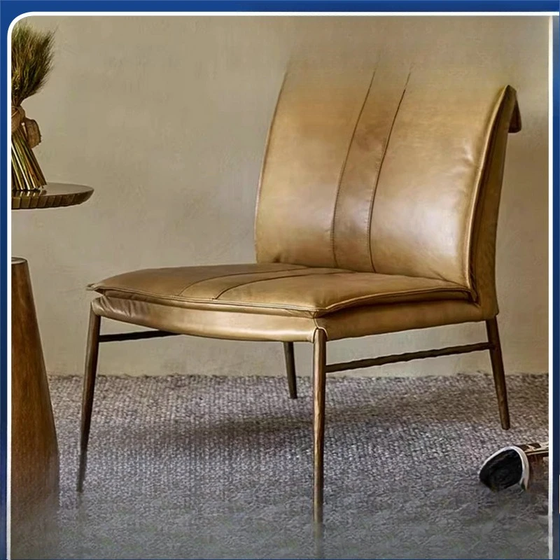 

Full leather leisure sofa chair hand-forged steel art medieval wabi-**** designer leisure chair