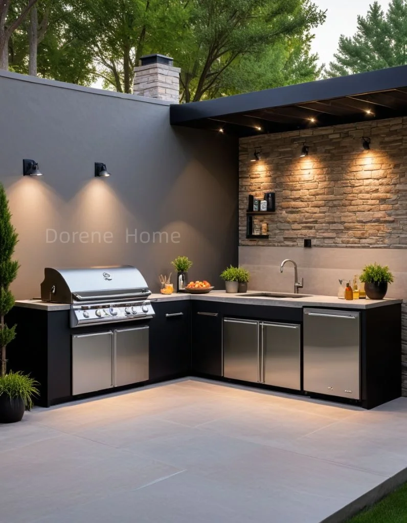 Custom Modular Mobile Outdoor Kitchen Package with Sink Cabinet and BBQ Island for Backyard Patio Camping