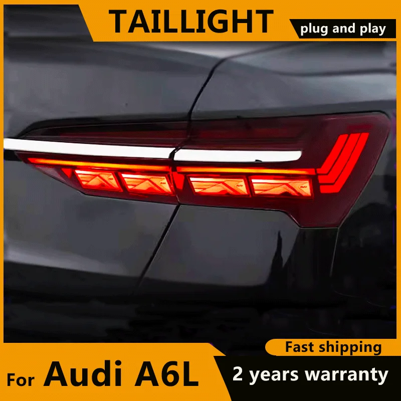 LED Tail Light Assembly For Audi A6L 2019‑2024 A6 C8 Upgrade LED Through‑type Light Bar Dynamic Turn Signal Full-width Taillight