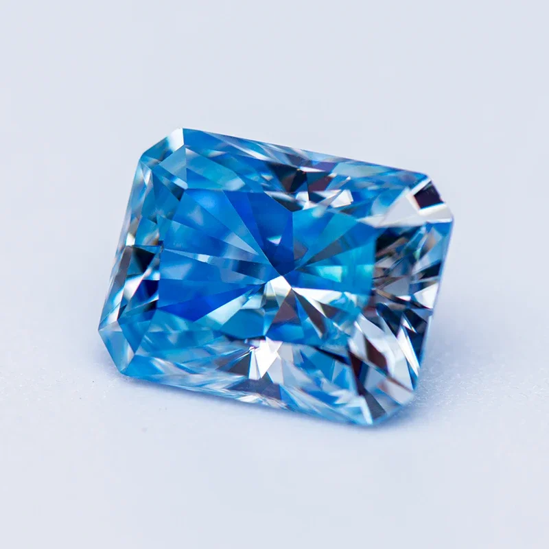 Moissanite Stone Gemstone Radiant Cut Ice Blue Color Lab Grown Diamond for Charms Woman DIY Jewelry Making with GRA Certificate