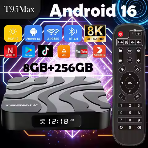T95Max Android16 Smart TV Box 128GB 256G AllwinnerH618 Google Assistant 8K Video Bluetooth5.4 Media Player Very Fast Set Top Box
