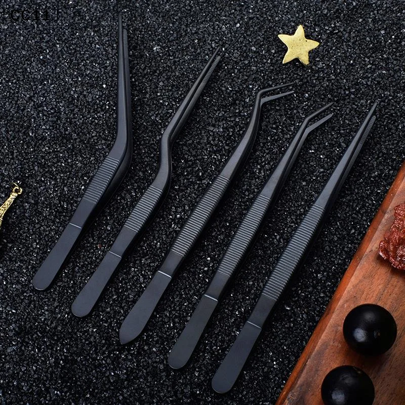 3/5/6 Pcs Kitchen Tongs, Stainless Steel Culinary Plating Tweezers BBQ Tongs - Food Styling Baking Decor〔CC11〕
